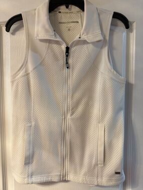 Tommy Hilfiger Sport White Perforated Sleeveless Zip Vest
